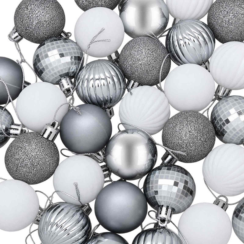 4cm Polystyrene Bauble, White, Grey