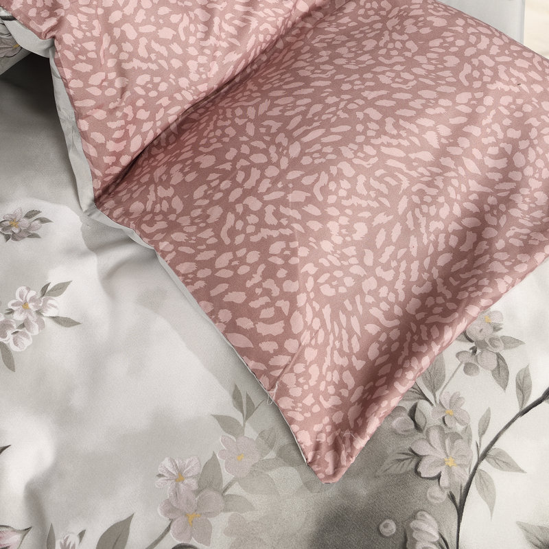 Bliss Complete Bedding Set Floral Grey Duvet Cover Fitted Sheet With Matching Pillow Case