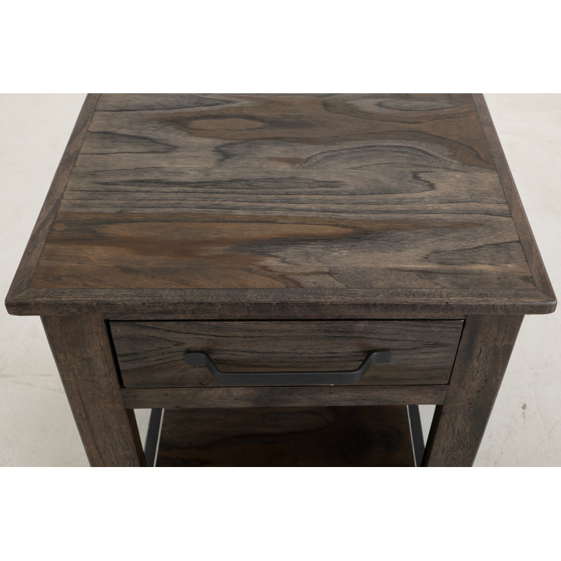 Dark Teak 1 Drawer, 1 Shelf, End Table