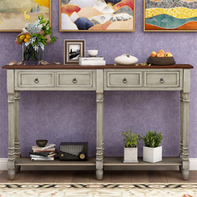 Console en bois massif de 57,9 po
