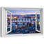 Fenêtre de paysage «Window View Sunset European Cityscape Bridge Architecture Nature Decor Decor Rustic Landscape» sur toile-98448606