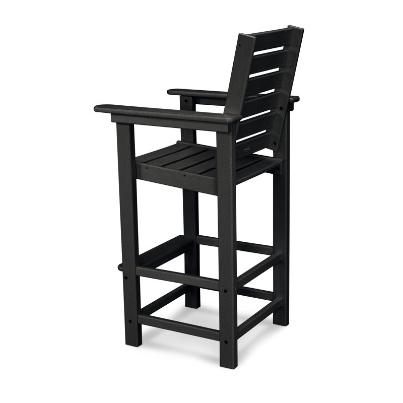 POLYWOOD Captain Bar Chair, Black