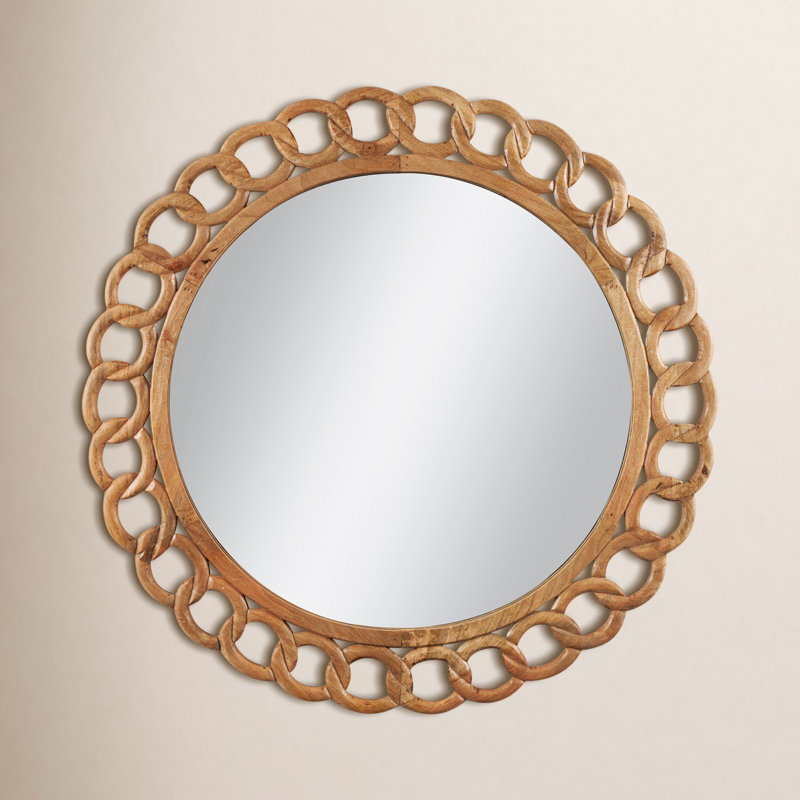 Dominic Solid Wood Circle Wall Mirror