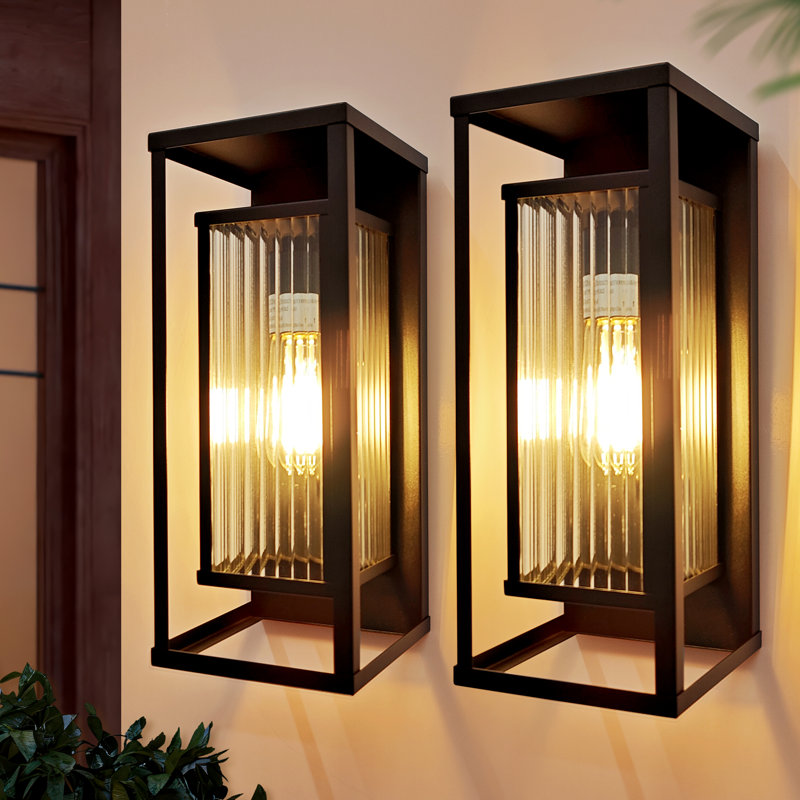 Applique murale de style lanterne murale noire 13,7 po de hauteur