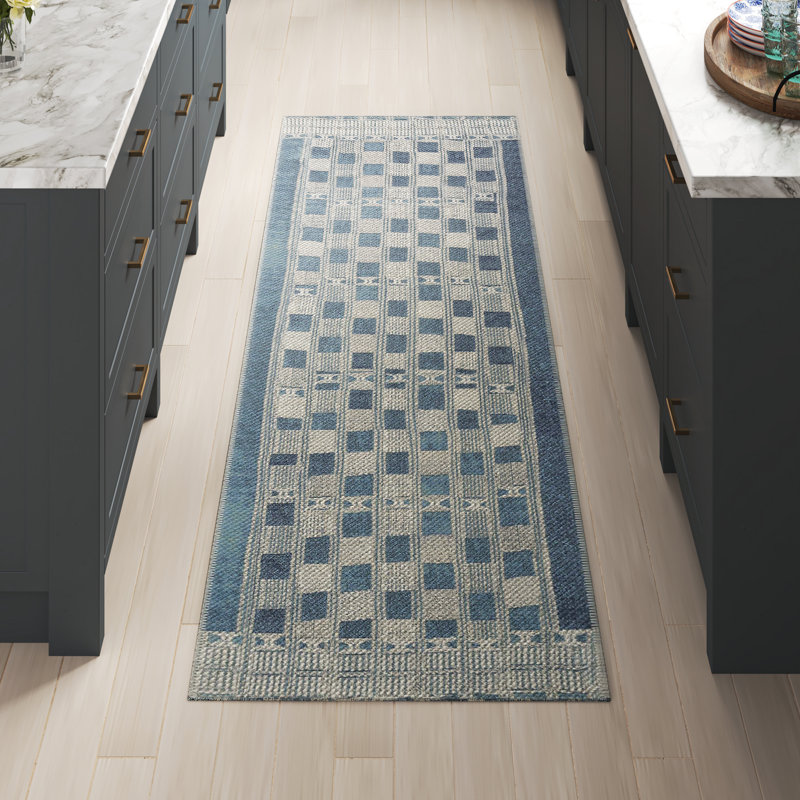Homer Machine Woven Checkered Indoor Outdoor Area Rug, Runner 2'5" x 7'8"