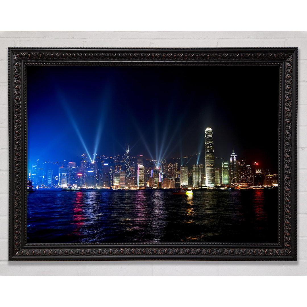 Gerahmter Kunstdruck Hong Kong Strobe Light Reflections