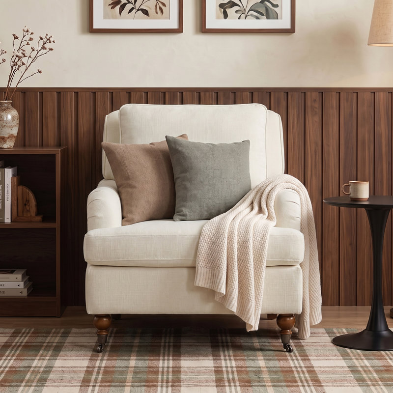 Chaise d'appoint Mid-Century avec coussins, Blanc
