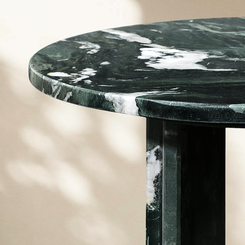 Table basse en marbre naturel - mobilier de luxe facile à assembler pour le salon, ronde polie avec veines attrayantes, fine de 70 cm et 45 cm