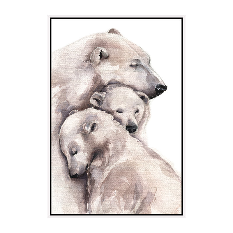 Décoration murale ours polaire pour enfants, H 60 po x l 40po x P 1,5 po, Toile blanche encadrée