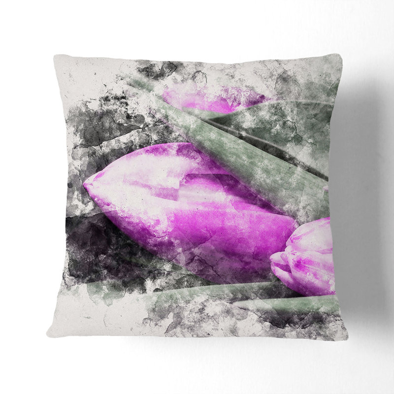 Floral Square Cushion, 55cm H x 55cm W x 20cm D