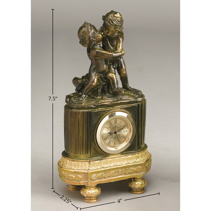 Cherubs Embracing Tabletop Clock