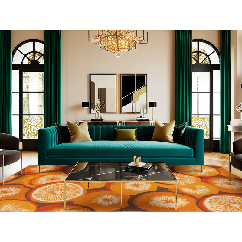Washable Orange Navel Fruits Area Rug, Rectangle 2' x 3'