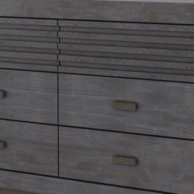 Commode large Biom, 6 tiroirs de rangement, bois franc brun anthracite