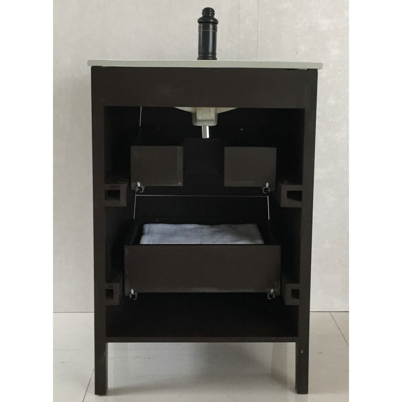 Rouen 24'' Single Bathroom Vanity with Ceramic Top, Espresso