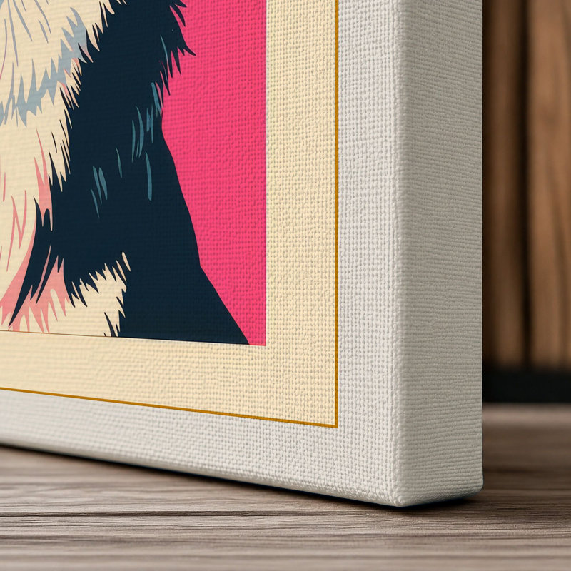 Happy Collie Modern - Wrapped Canvas, 24x16 - 61.0 x 40.6 cm, Cream Border