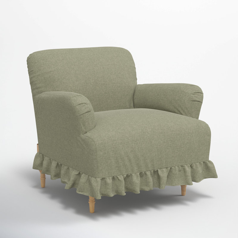 Elle Ruffle Slipcover Armchair, Zuma Laurel Textured Linen