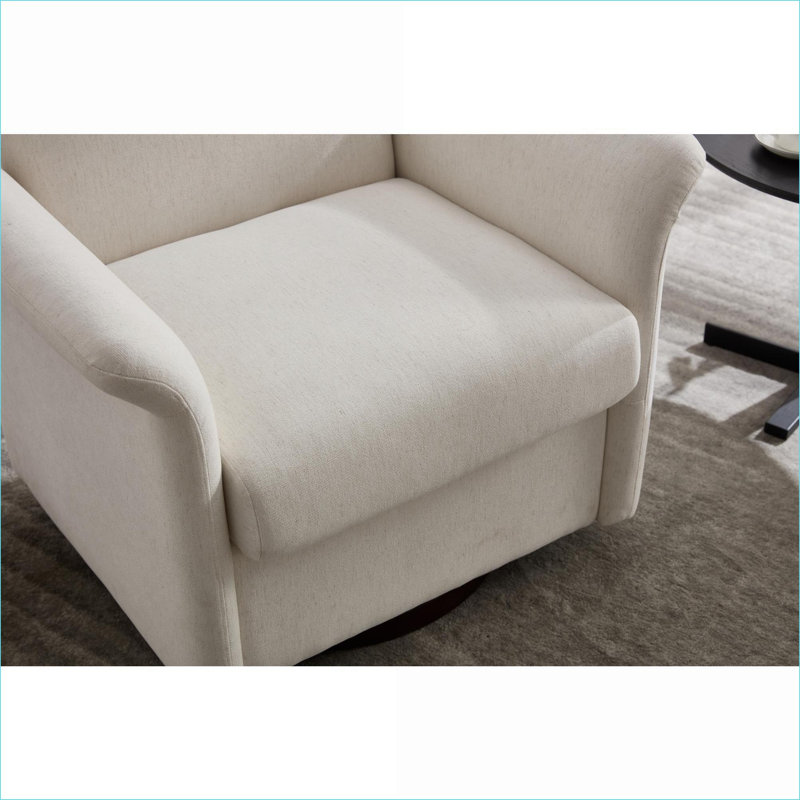 Fauteuil d'appoint pivotant moderne pour adultes, fauteuil en tonneau avec base en bois et sièges d'appoint, Beige