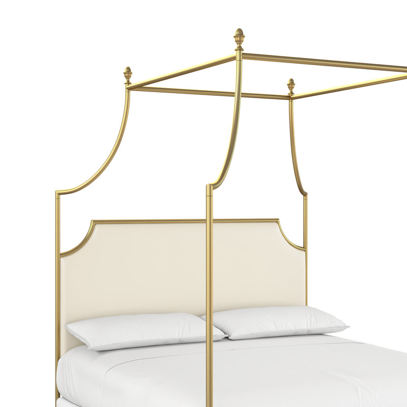 337 Flying Arch Canopy Bed | Complete Canopy, Queen, Gold Medal/Beige