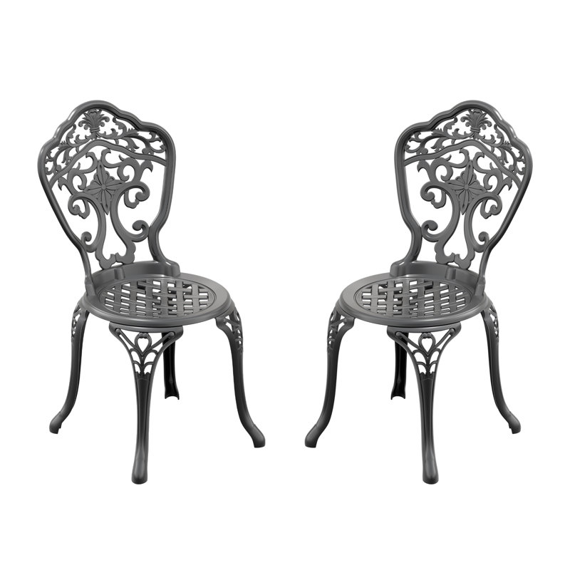 Cast Aluminum Patio Dining Chairs 2PCS with Durable Frame, Elegant Design and Weather-Resistant Finish for Outdoor Comfort