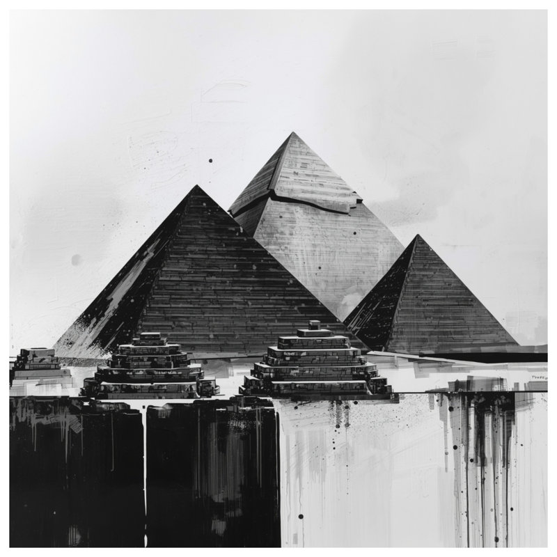 Couvre-lit matelassé noir et blanc Pyramids toutes tailles, Grand lit