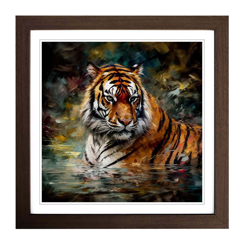 Tiger Impressionism No.1 - Framed Print, Walnut