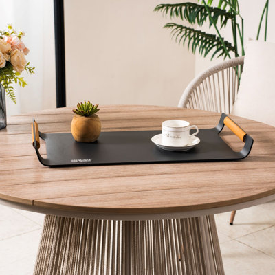 MIMO Aluminium Serving Tray with Teak Handles
