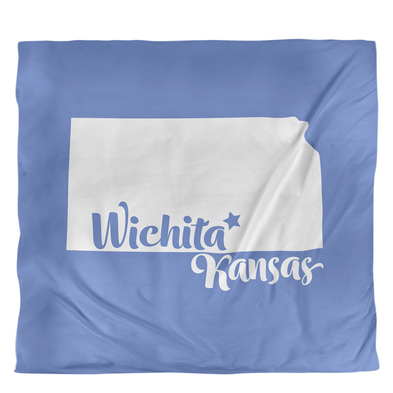 Housse de couette simple wichita Kansas, Housse de couette pour grand lit, Bleu, Microfibre