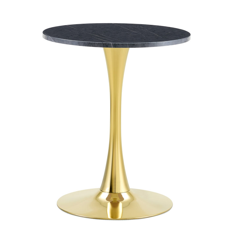 Round Dining Table (Not Including Chair), 28.3"H x 23.6"L x 23.6"W, Gray/Gold