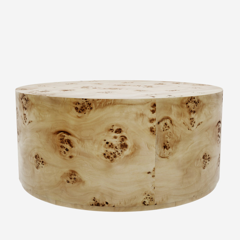 Round Coffee Table, Light Yellow Wood