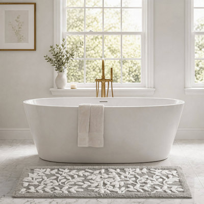 Madison Park Serene Natural 100% Cotton Tufted Floral 24x60'' Bath Rug