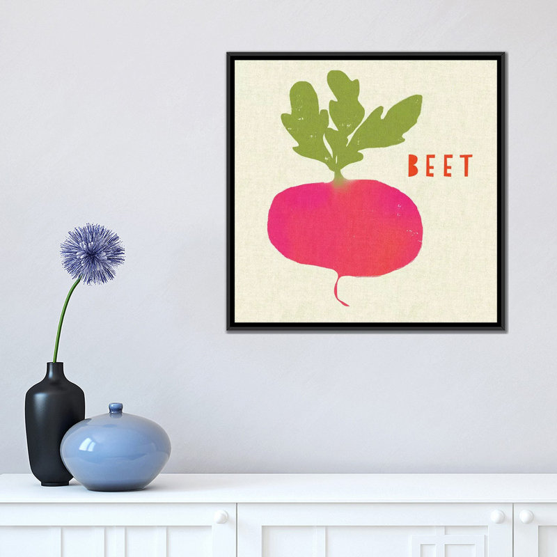 « summer legumes i », impression sur toile tendue, H 18 po x l 18 po x P 1,5 po, Toile avec cadre noir, Pas de tapis