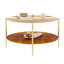 Table basse ronde moderne dorée double couche + verre trempé + rangement et décoration + 32,28 po de diamètre + couleur or-2100850023