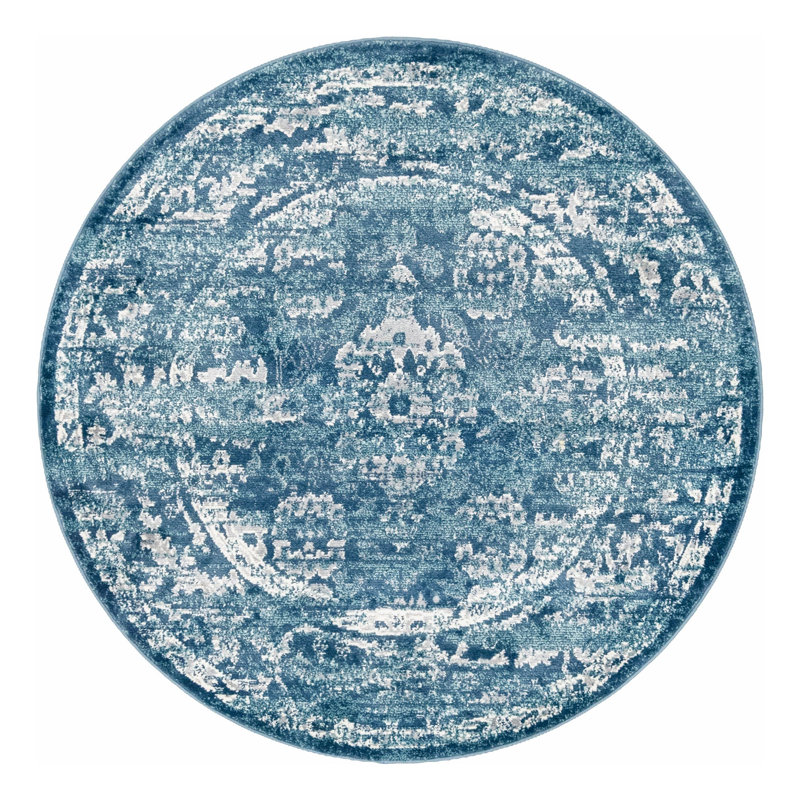 Tapis oriental vert Scanlon, Rond 5 pi 1 po