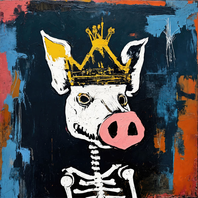 Cochon 2-Hommage-Basquiat, estampe numérique sur toile tendue avec châssis, H 24 po x l 24 po