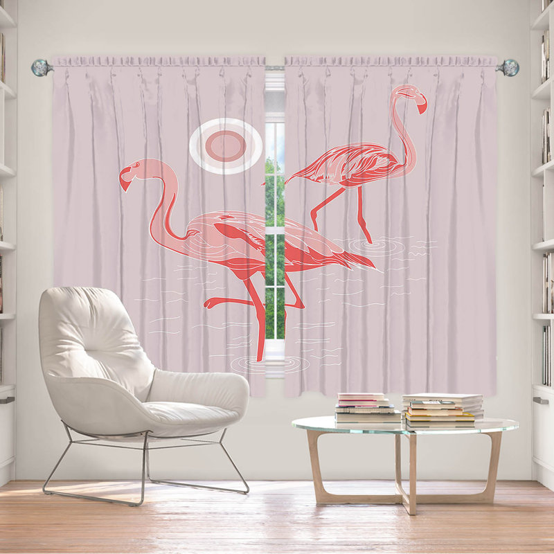 Paire de rideaux obscurcissant en polyester Denes, Gris / rose / blanc / rouge, L 40 po x L 52 po