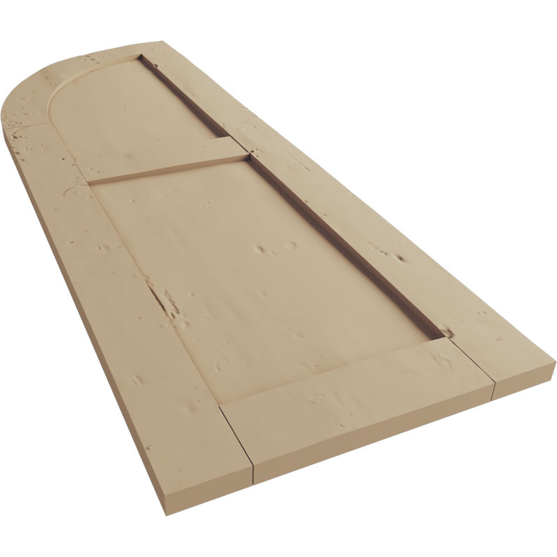 Timberthane Two Equal Flat Panel w/Quarter Round Arch Top Shutters, Knotty Pine Texture (Primed Tan), 90" H, 12" W