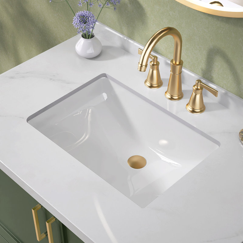 20,5 po Lavabo de salle de bain rectangulaire encastré en céramique avec lavabo pour salle de bain