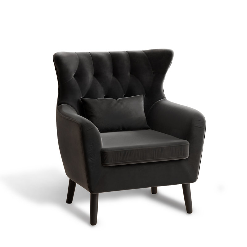 Chaises d'appoint confortables en velours surdimensionné (ensemble de 2), Noir