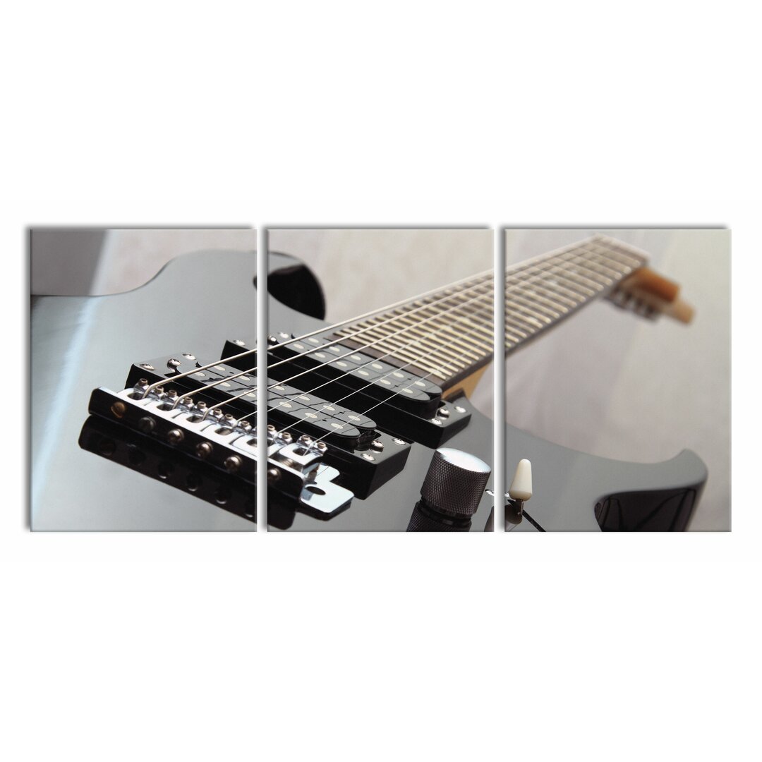 3-tlg. Leinwandbilder-Set Black Guitar