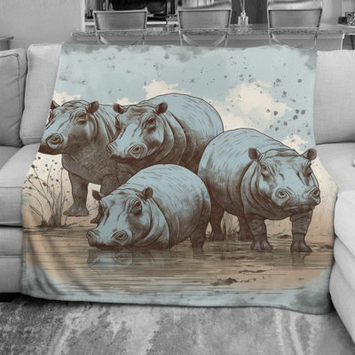  Hippo Fleece Blanket