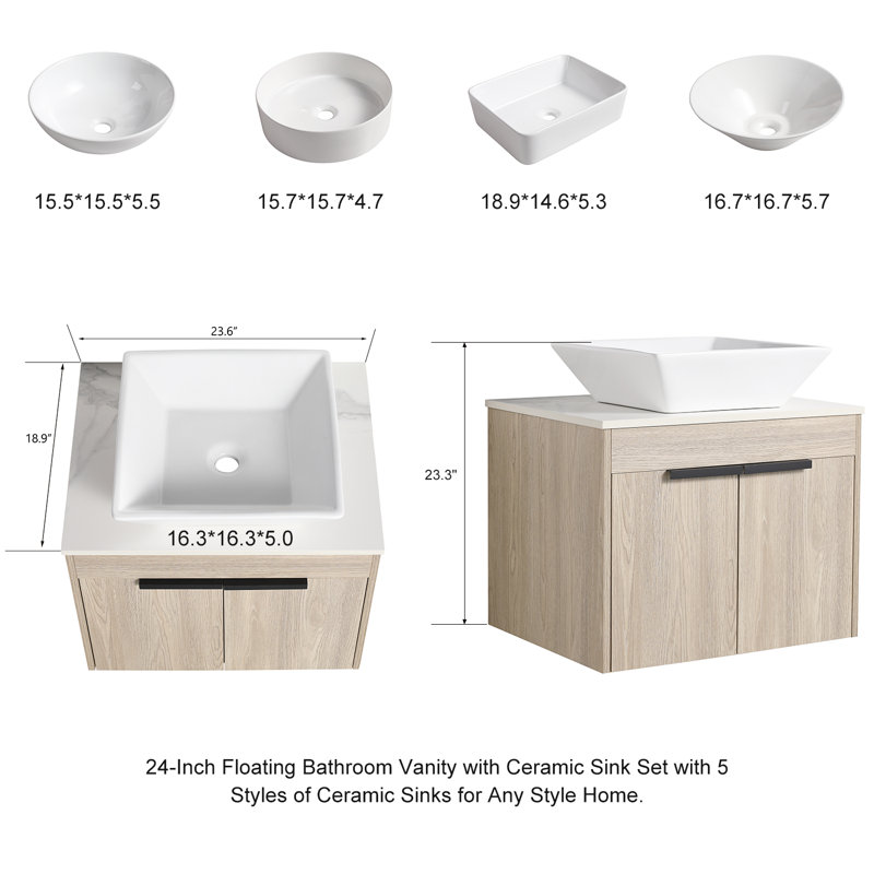 Lawan 23.6'' Single Bathroom Vanity with Ceramic Top