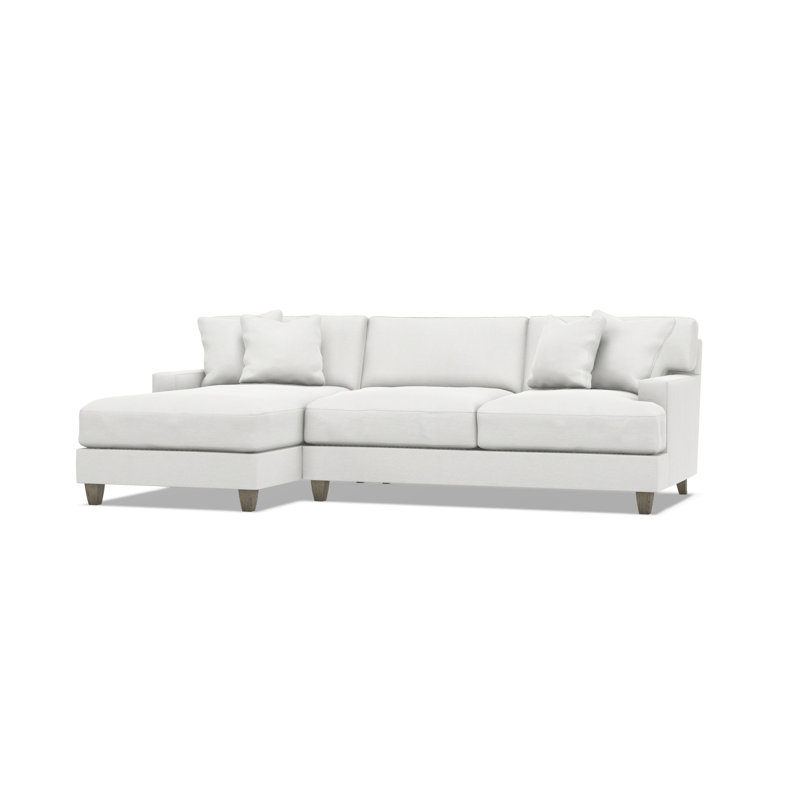 Mila 2-Piece Fabric Sectional, White Polyester Blend, Left Hand Facing, 33.5" H x 101" W x 61" D