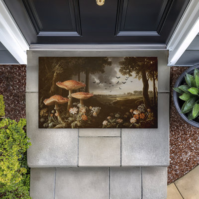  Bats in Fall Woodlands Non Slip Quick Dry Door Mat Recycled Cushioned, 18"x30"