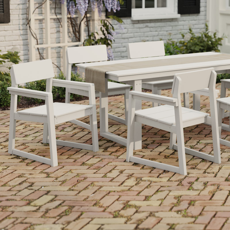 Chaise de salle à manger d'extérieur avec accoudoirs (ensemble de 2), Blanc