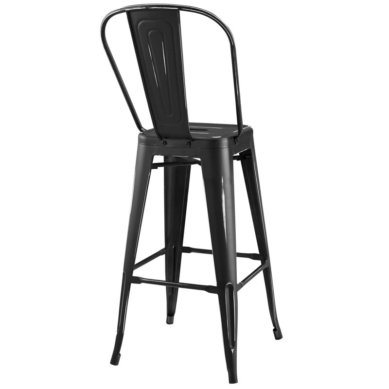 Promenade Black Metal Industrial Bar Stool