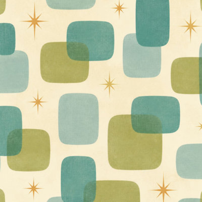 Peel and Stick Wallpaper Retro Abstract Atomic 1960s 1970s modern abstract Mid Century Style Wall Mural 17.7"W x 118"H Self Adhesive Removable Wall Paper Renter Friendly Wallpaper for Nursery Bedroom Cabinets