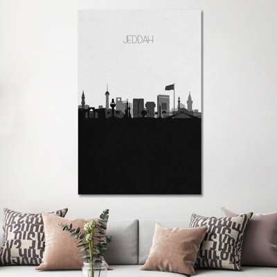 Jeddah, Saudi Arabia City Skyline by Ayse Deniz Akerman - Print on Canvas