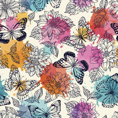 Papillons et dahlias par Xenia_Ok