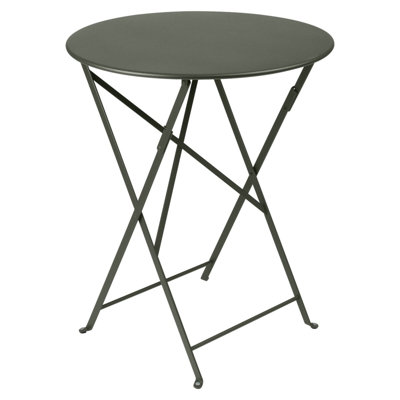 Bistro Round Metal Folding Outdoor Bistro Table With Umbrella Hole , in. W in. D