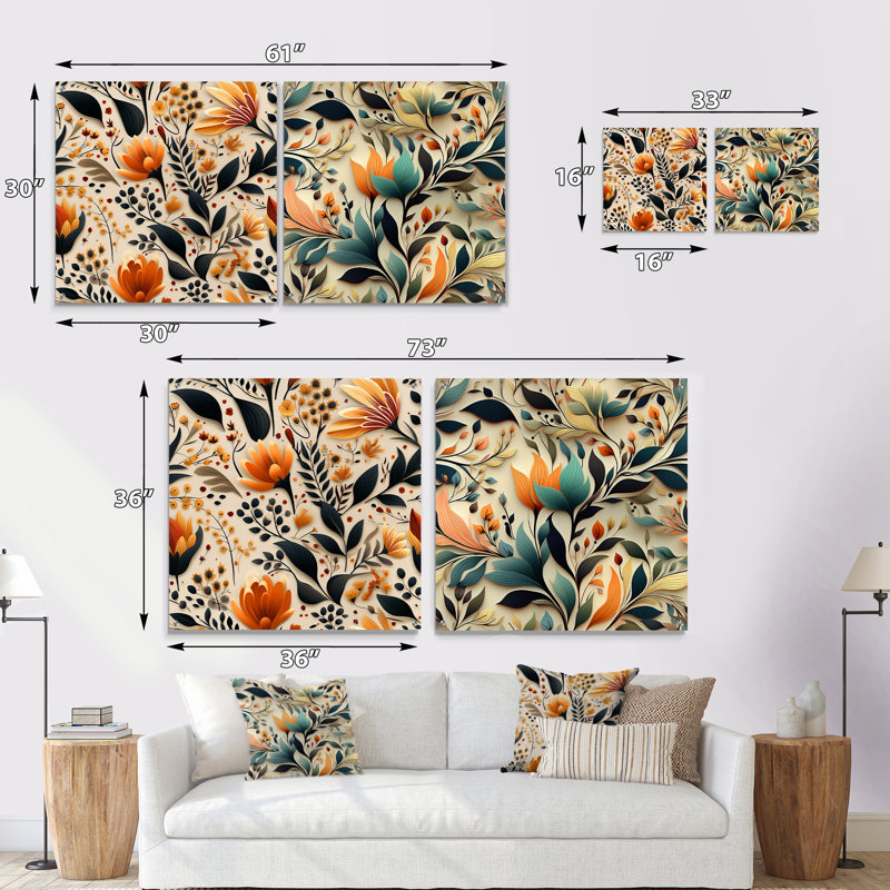Lise - Ensemble de 2 art mural en verre acrylique, H 36 po x l 73 po